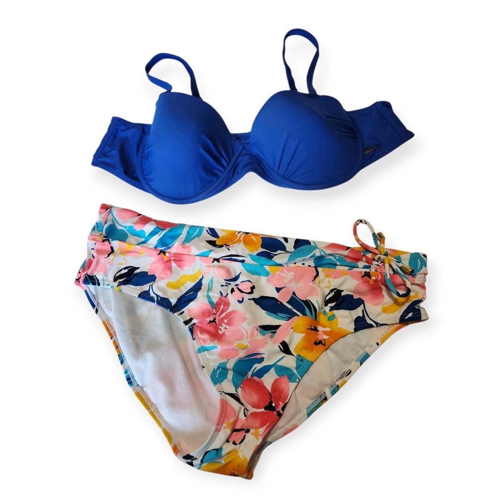 Nicole Miller Tropical Multicolored Floral Bikini Size 1X